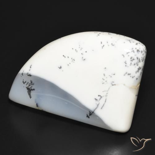 Ágata dendrítica Blanco con negro natural de 39.45 ct, Elegante, Opaco