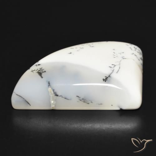 Ágata dendrítica Blanco con negro natural de 39.45 ct, Elegante, Opaco
