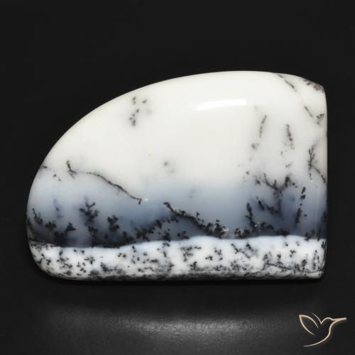 37.40ct Natural Blanco con negro Ágata dendrítica, Elegante, Opaco