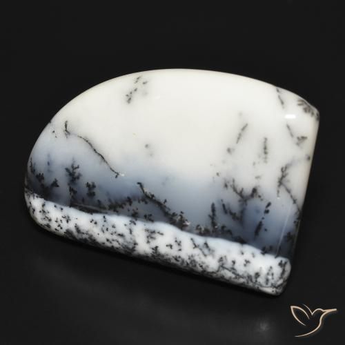 Ágata dendrítica Blanco con negro natural de 37.40 ct, Elegante, Opaco