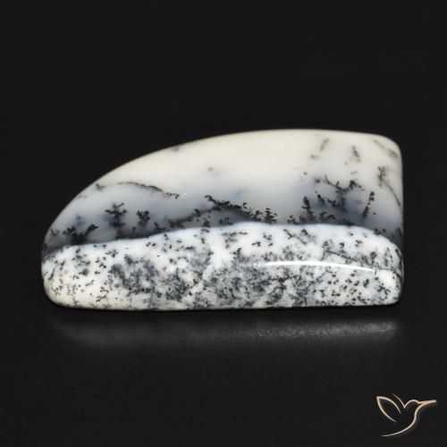 Ágata dendrítica Blanco con negro natural de 37.40 ct, Elegante, Opaco