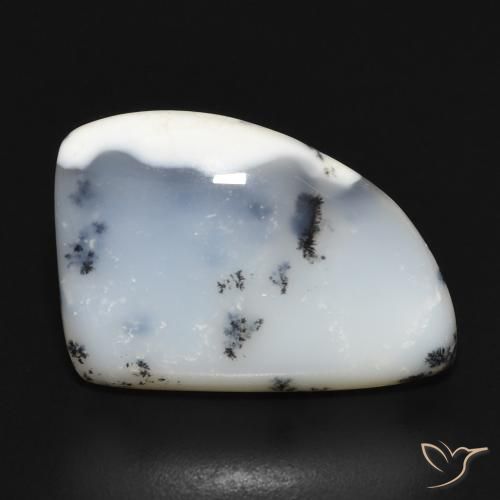 12.20ct Natural Blanco con negro Ágata dendrítica, Elegante, Opaco