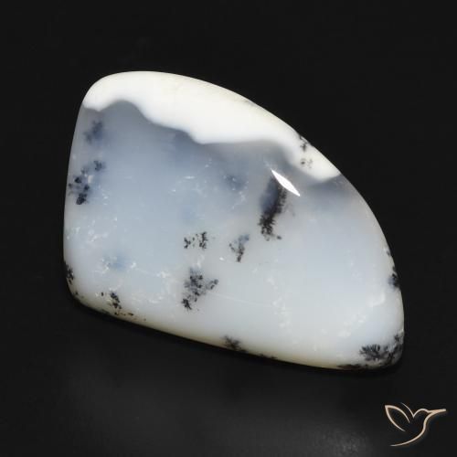 Ágata dendrítica Blanco con negro natural de 12.20 ct, Elegante, Opaco