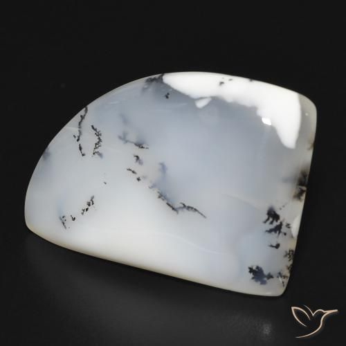 Ágata dendrítica Blanco con negro natural de 17.05 ct, Elegante, Opaco