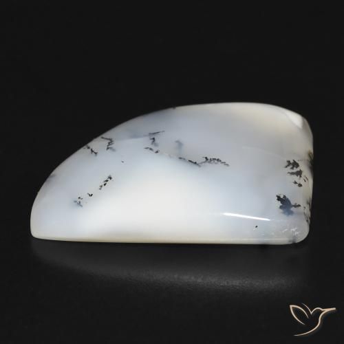 Ágata dendrítica Blanco con negro natural de 17.05 ct, Elegante, Opaco