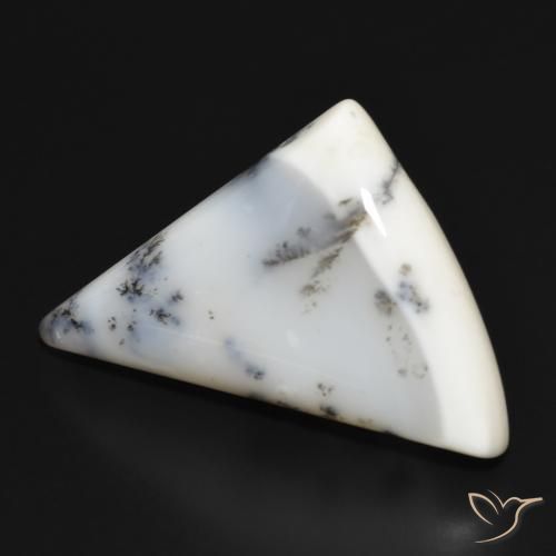 Ágata dendrítica Blanco con negro natural de 34.04 ct, Elegante, Opaco