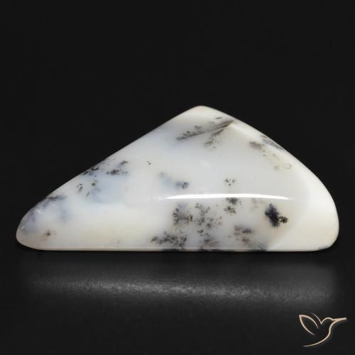 Ágata dendrítica Blanco con negro natural de 34.04 ct, Elegante, Opaco