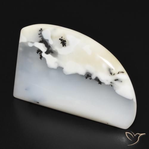 Ágata dendrítica Blanco con negro natural de 21.77 ct, Elegante, Opaco
