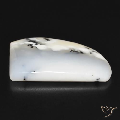 Ágata dendrítica Blanco con negro natural de 21.77 ct, Elegante, Opaco