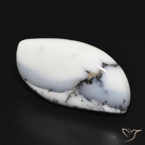 Ágata dendrítica Blanco con negro natural de 20.34 ct, Elegante, Opaco