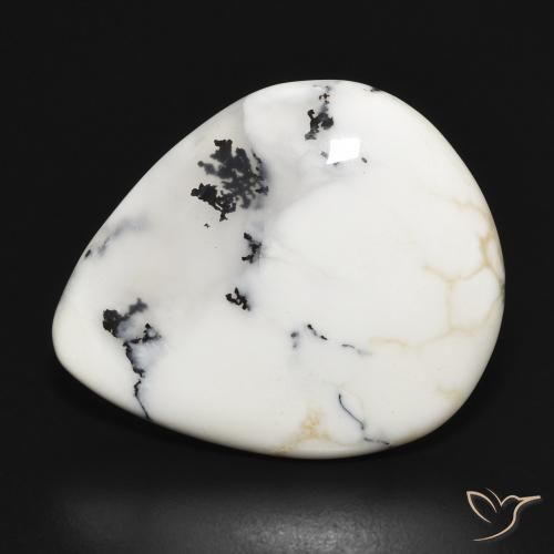 15.30ct Natural Blanco con negro Ágata dendrítica, En forma de pera, Opaco