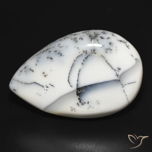 32.78ct Natural Blanco con negro Ágata dendrítica, En forma de pera, Opaco