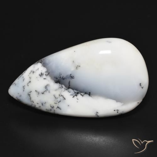 43.76ct Natural Blanco con negro Ágata dendrítica, En forma de pera, Opaco