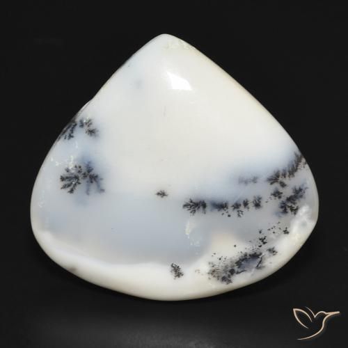18.86ct Natural Blanco con negro Ágata dendrítica, En forma de pera, Opaco