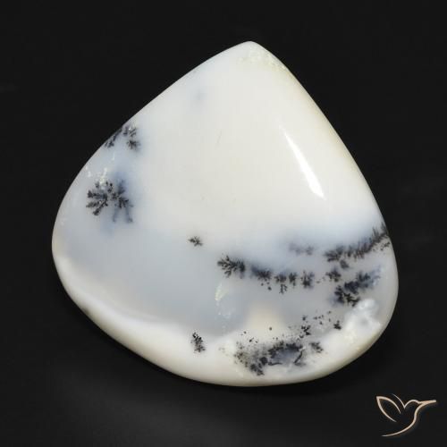 Ágata dendrítica Blanco con negro natural de 18.86 ct, En forma de pera, Opaco