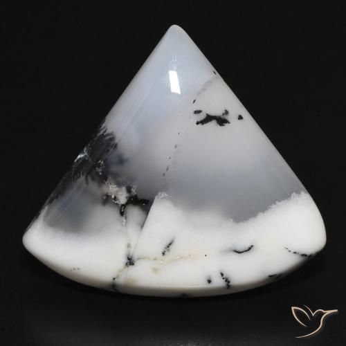 Ágata Dendrítica Blanco con negro natural de 17.43 ct, Trillón, Opaco