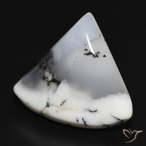 Ágata Dendrítica Blanco con negro natural de 17.43 ct, Trillón, Opaco