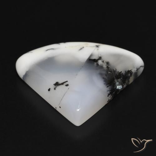 Ágata Dendrítica Blanco con negro natural de 17.43 ct, Trillón, Opaco