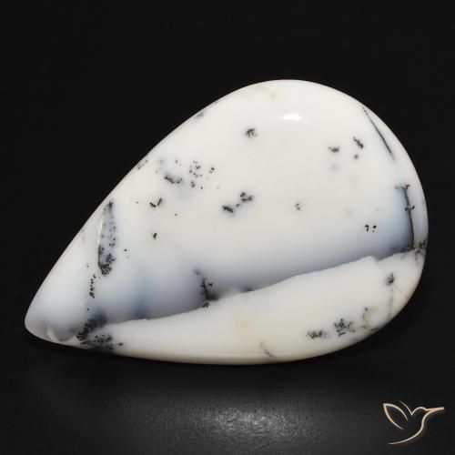23.09ct Natural Blanco con negro Ágata dendrítica, En forma de pera, Opaco