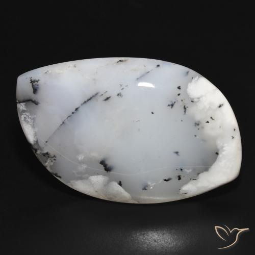 38.75ct Natural Blanco con negro Ágata dendrítica, Elegante, Opaco