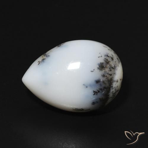 5.58ct Natural Blanco con negro Ágata dendrítica, En forma de pera, Opaco