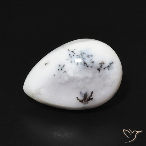 3.71ct Natural Blanco con negro Ágata dendrítica, En forma de pera, Opaco
