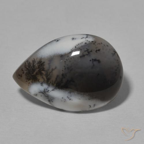 7.78ct Natural Blanco con negro Ágata dendrítica, En forma de pera, Opaco