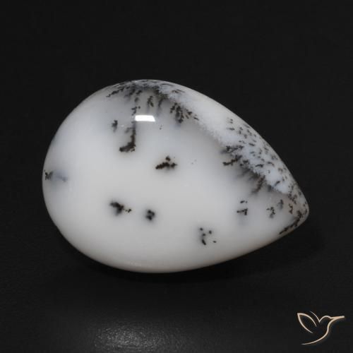 9.52ct Natural Blanco con negro Ágata dendrítica, En forma de pera, Opaco