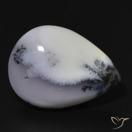 11.82ct Natural Blanco con negro Ágata dendrítica, En forma de pera, Opaco