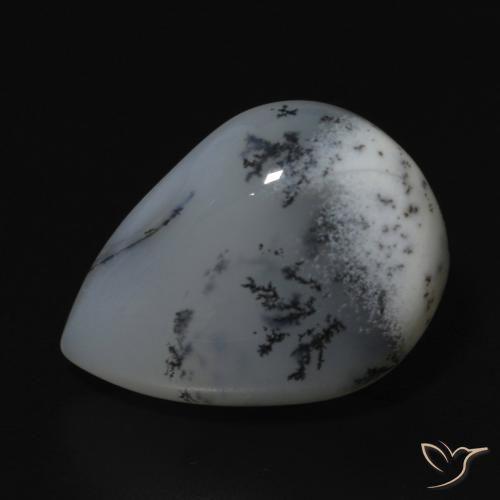 9.52ct Natural Blanco con negro Ágata dendrítica, En forma de pera, Opaco
