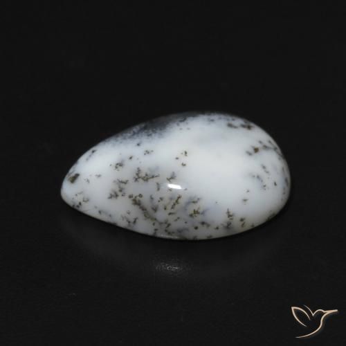 Ágata dendrítica Blanco con negro natural de 3.07 ct, En forma de pera, Opaco