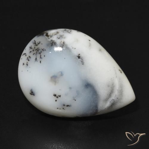 9.19ct Natural Blanco con negro Ágata dendrítica, En forma de pera, Opaco
