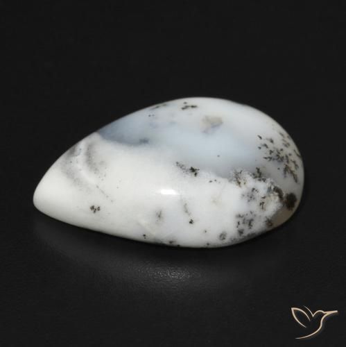 Ágata dendrítica Blanco con negro natural de 9.19 ct, En forma de pera, Opaco