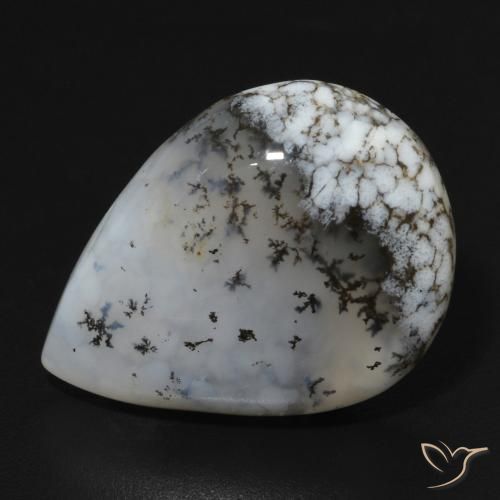 11.07ct Natural Blanco con negro Ágata dendrítica, En forma de pera, Opaco