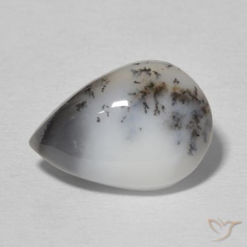 4.87ct Natural Blanco multicolor Ágata dendrítica, En forma de pera, Opaco