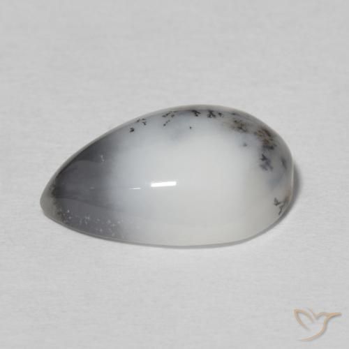 Ágata dendrítica Blanco multicolor natural de 4.87 ct, En forma de pera, Opaco