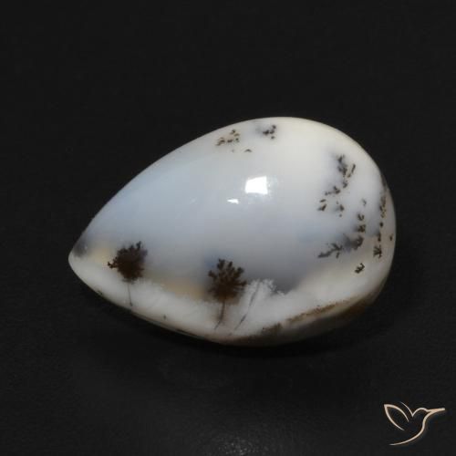 3.72ct Natural Blanco multicolor Ágata dendrítica, En forma de pera, Opaco