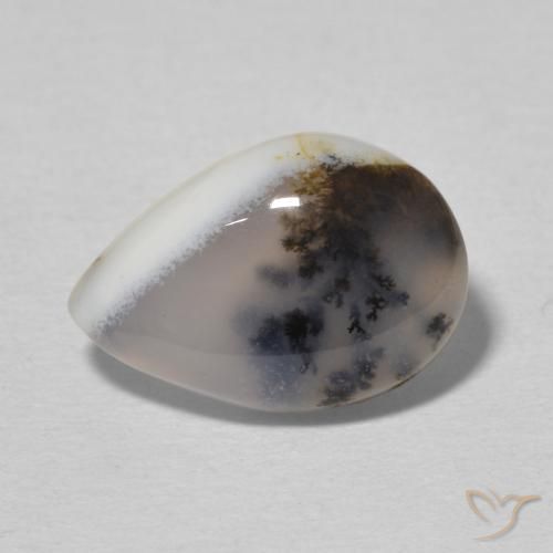 3.65ct Natural Blanco multicolor Ágata dendrítica, En forma de pera, Opaco