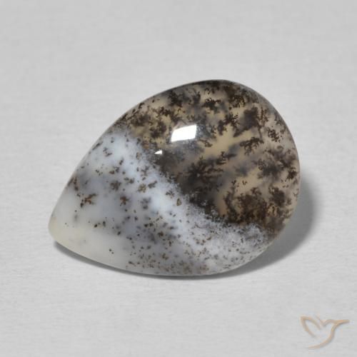 3.32ct Natural Blanco multicolor Ágata dendrítica, En forma de pera, Opaco