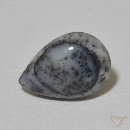 2.90ct Natural Blanco con negro Ágata dendrítica, En forma de pera, Opaco