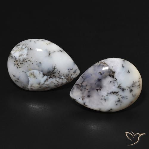 13.84ctw Natural Blanco multicolor Ágata dendrítica, En forma de pera, Opaco