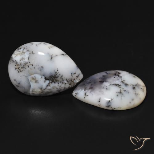 Gemas de Ágata dendrítica Blanco multicolor natural de 13.84 ct, En forma de pera, Opaco