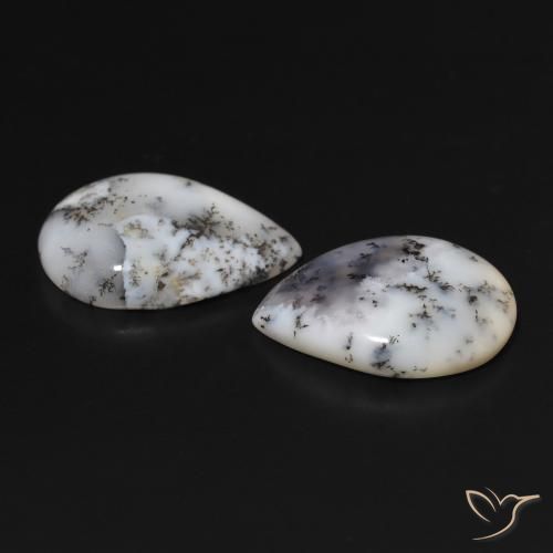 Gemas de Ágata dendrítica Blanco multicolor natural de 13.84 ct, En forma de pera, Opaco