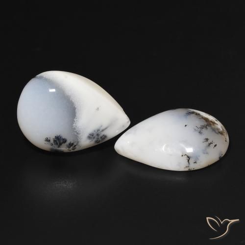 Gemas de Ágata dendrítica Blanco con negro natural de 15.91 ct, En forma de pera, Opaco