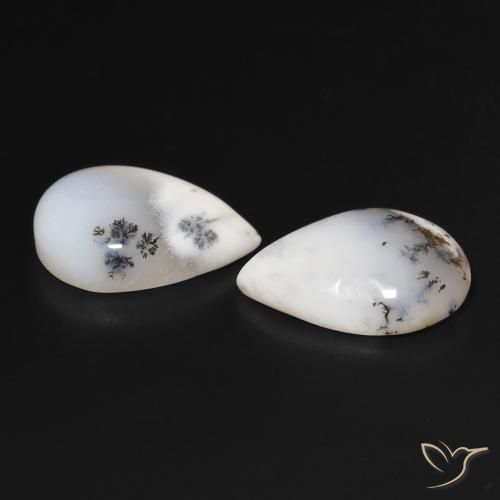 Gemas de Ágata dendrítica Blanco con negro natural de 15.91 ct, En forma de pera, Opaco