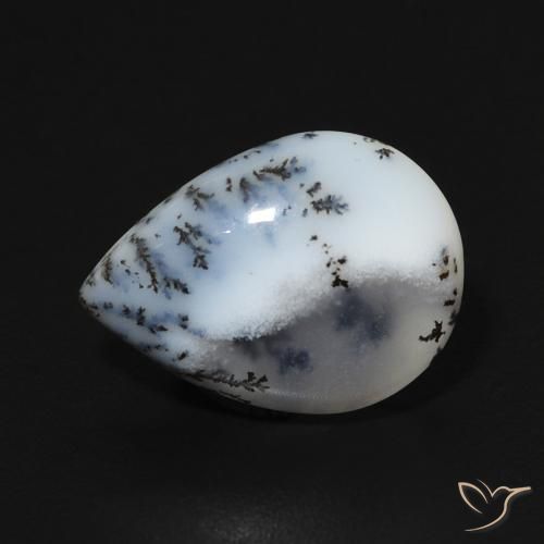 3.60ct Natural Blanco multicolor Ágata dendrítica, En forma de pera, Opaco