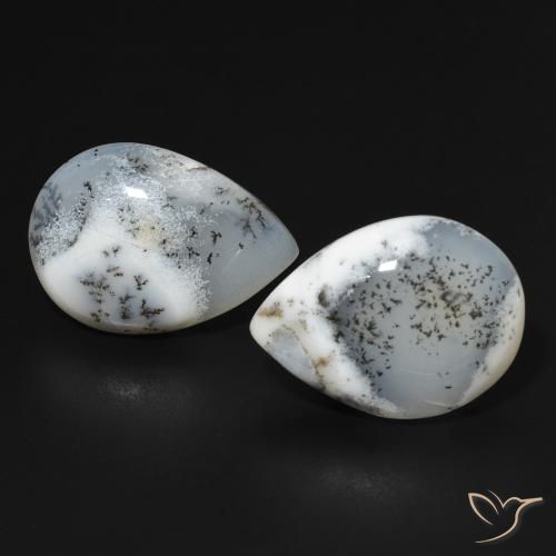 Gemas de Ágata Dendrítica Blanco multicolor natural de 16.92 ct, En forma de pera, Opaco