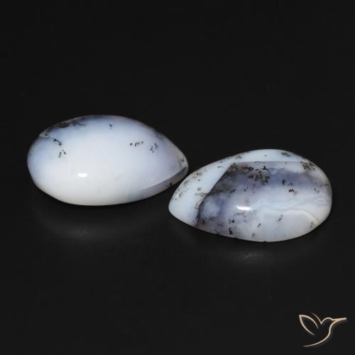 Gemas de Ágata dendrítica Blanco con negro natural de 13.14 ct, En forma de pera, Opaco