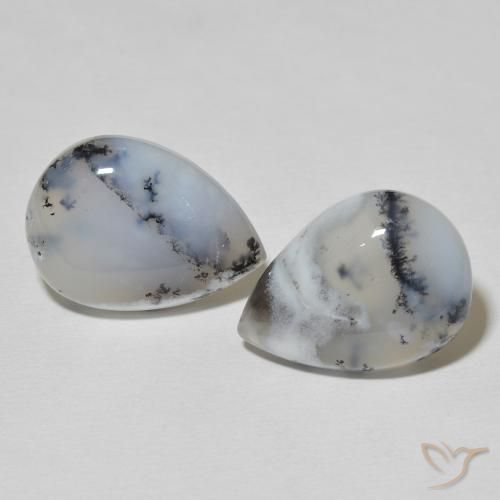 17.55ctw Natural Blanco multicolor Ágata dendrítica, En forma de pera, Opaco