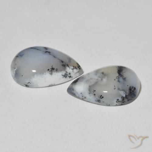 Gemas de Ágata dendrítica Blanco multicolor natural de 17.55 ct, En forma de pera, Opaco